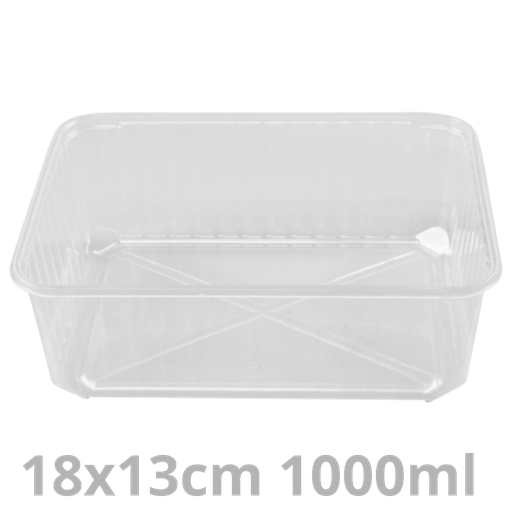 [63010051-VAK] ANL ravier rectangulaire transparent réutilisable N180R63 PP 1000ml 18x13cm 6x50pcs