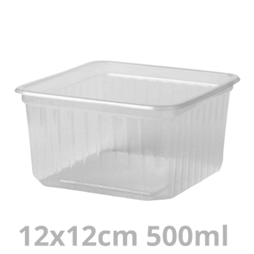 [63010030-VAK] ANL barquette boucherie carré transparent réutilisable PP 500ml 12x12cm 10x50pcs