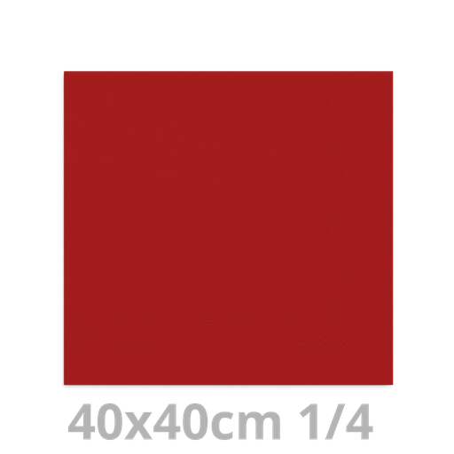 [4V40ROU-BRK] Serviette rouge 2 plis 1/4 40x40cm 20x100pcs