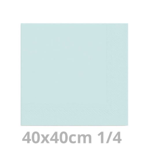 [4V40BLC-BRK] Serviette bleu clair 2 plis 1/4 40x40cm 20x100pcs