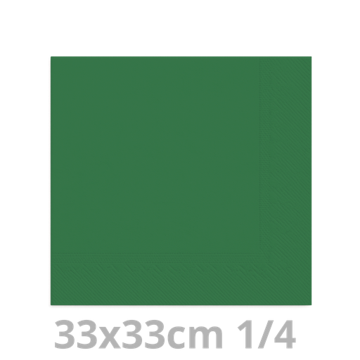 [4V33VEF-BRK] Serviette vert foncé 2 plis 1/4 33x33cm 20x100pcs