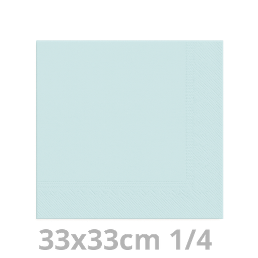 [4V33BLC-BRK] Serviette bleu clair 2 plis 1/4 33x33cm 20x100pcs