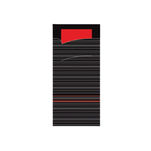[1213-SKG] Pochette à couverts noir/rouge 5x100pcs