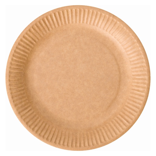 [112028-HAY] Assiette ronde kraft brun carton Ø23cm 18x50pcs