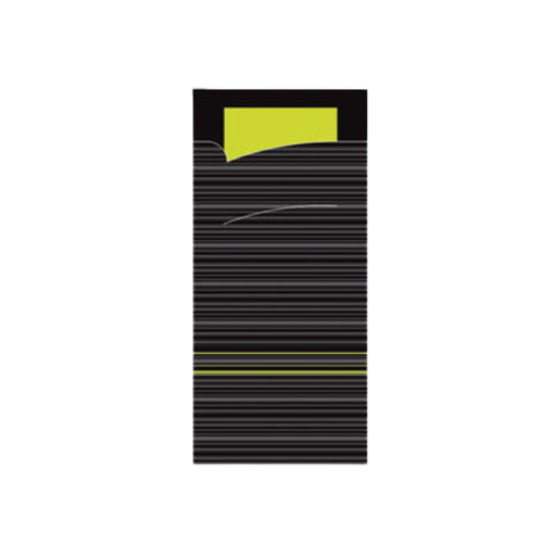 [1209-SKG] Pochette à couverts noir/lime 5x100pcs