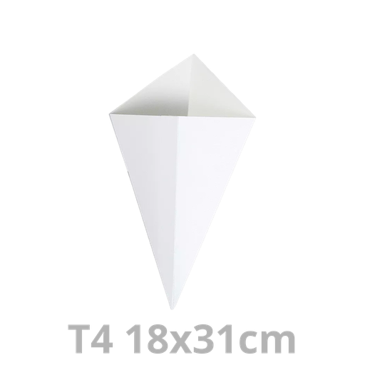[TIP4-HAY] Cornet à frites T4 blanc carton 18x31cm 1000pcs
