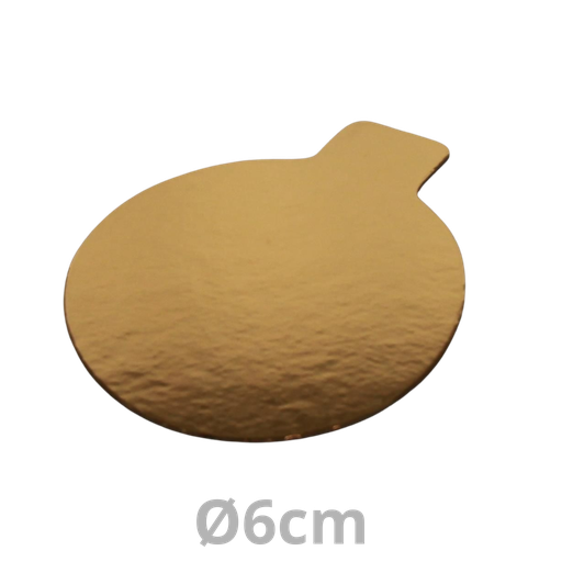 [46020011-VAK] Sous-tarte rond doré avec languette Ø6cm 1mm 4x250pcs