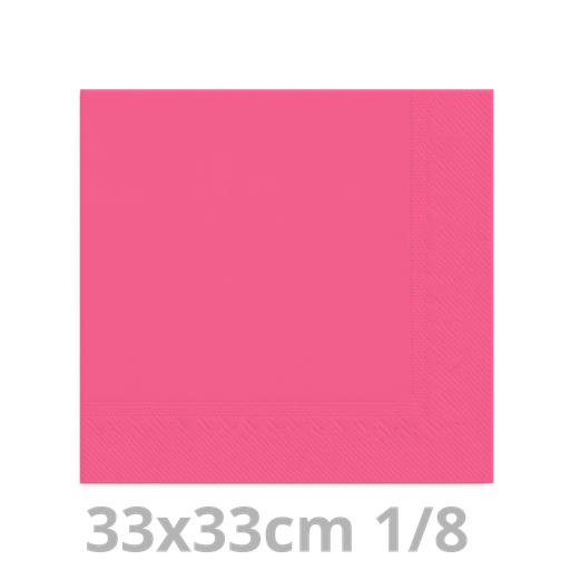 [8V33FUS-BRK] Serviette fuschia 2 plis 1/8 33x33cm 20x100pcs