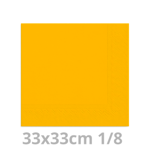 [8V33JAU-BRK] Serviette jaune 2 plis 1/8 33x33cm 20x100pcs