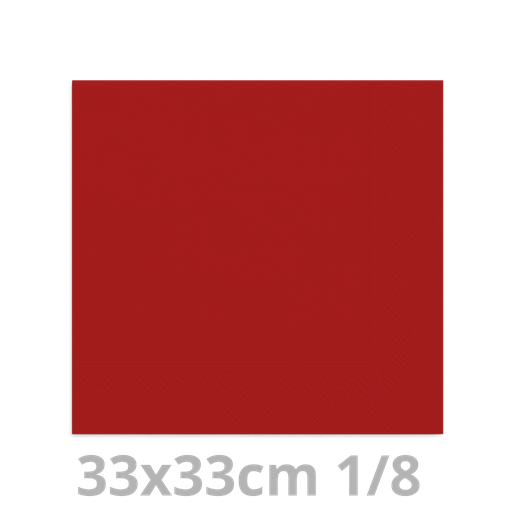 [8V33ROU-BRK] Serviette rouge 2 plis 1/8 33x33cm 20x100pcs