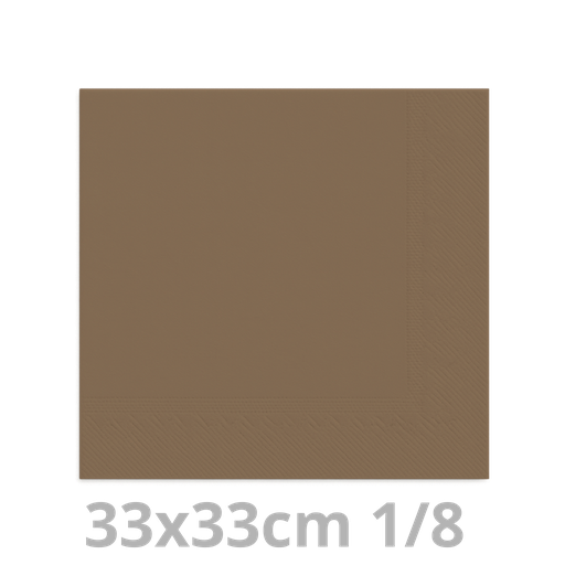[8V33TAU-BRK] Serviette taupe 2 plis 1/8 33x33cm 20x100pcs