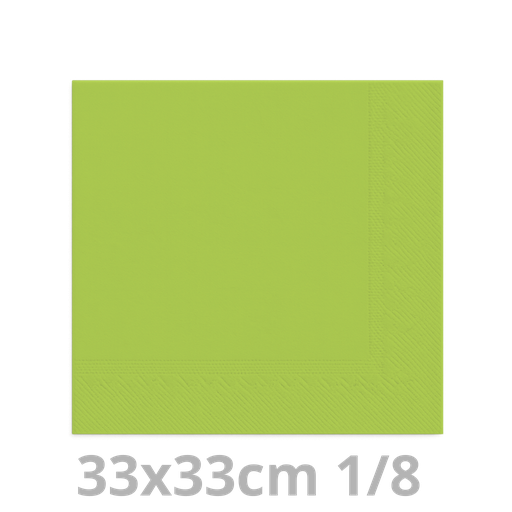 [8V33VEL-BRK] Serviette vert lime 2 plis 1/8 33x33cm 20x100pcs