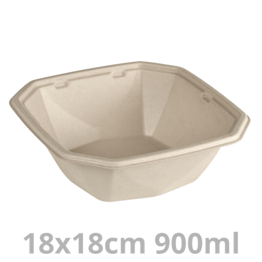 [205655-DUI] Saladier octogonal laminé 900ml BAGASSE 18x18cm 6x50pcs