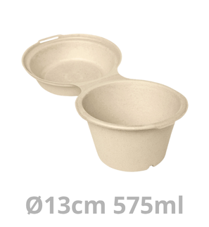 [205729-DUI] Boite snack rond BAGASSE 575ml Ø13cm 4x40pcs