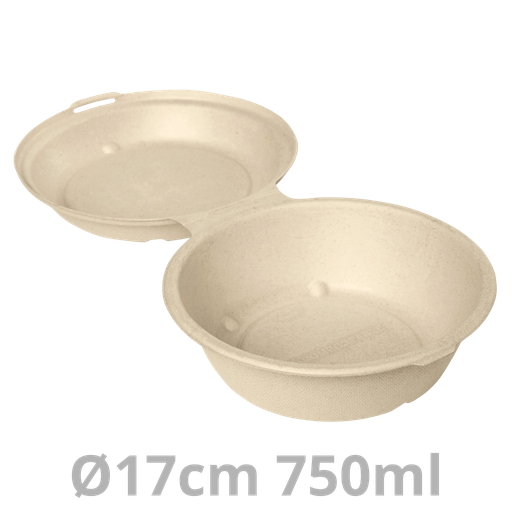 [205730-DUI] Boite snack rond BAGASSE 750ml Ø17cm 4x55pcs