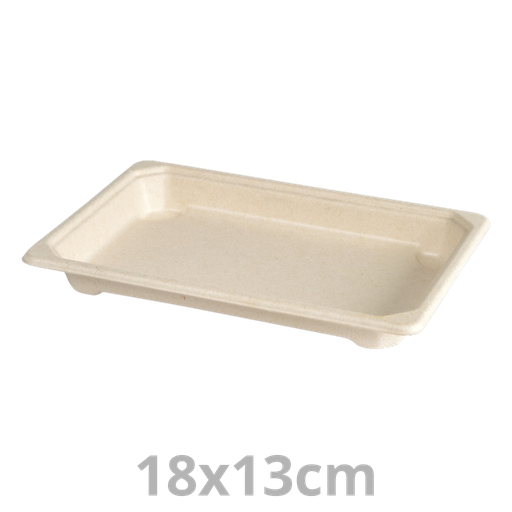 [205711-DUI] Barquette à sushis rectangulaire laminé 6-10 pièces BAGASSE 18x13cm 400pcs