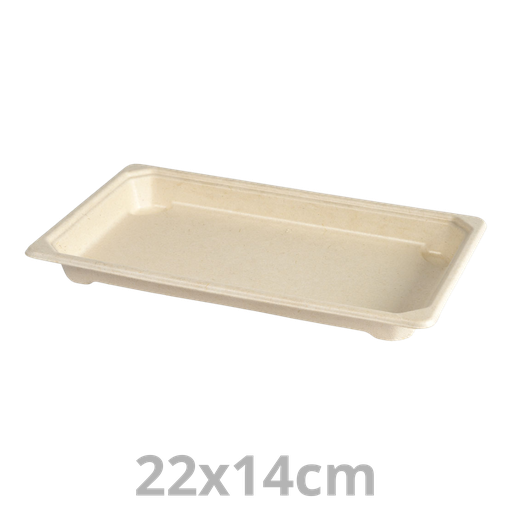 [205712-DUI] Barquette à sushis rectangulaire laminé 12-16 pièces BAGASSE 22x14cm 440pcs