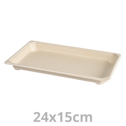 [205713-DUI] Barquette à sushis rectangulaire laminé 16-20 pièces BAGASSE 24x15cm 440pcs