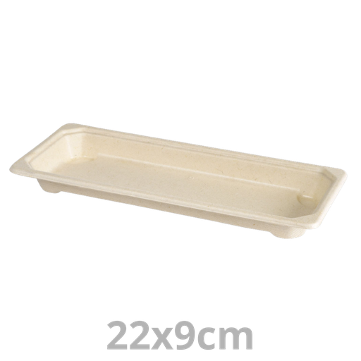 [205715-DUI] Barquette à sushis rectangulaire laminé 6-8 pièces BAGASSE 22x9cm 400pcs