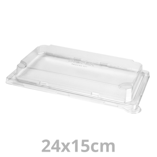 [196735-DUI] Couvercle rPET pour barquette à sushis rectangulaire laminé 16-20 pièces BAGASSE 24x15cm 200pcs