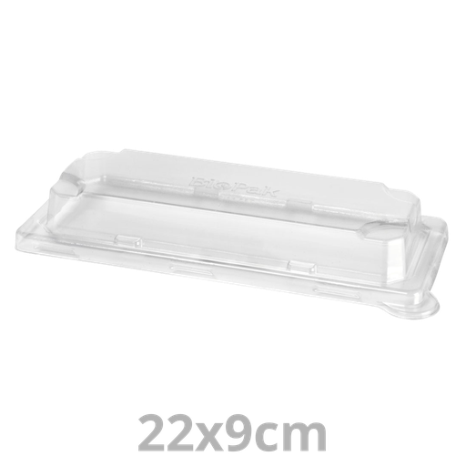 [196736-DUI] Couvercle rPET pour barquette à sushis rectangulaire laminé 6-8 pièces BAGASSE 22x9cm 200pcs