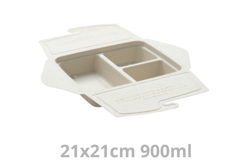 [PUL47090030-SAT] Meal Box to Go square 3 compartments 500/200/200ml 21x21cm 2x50pcs