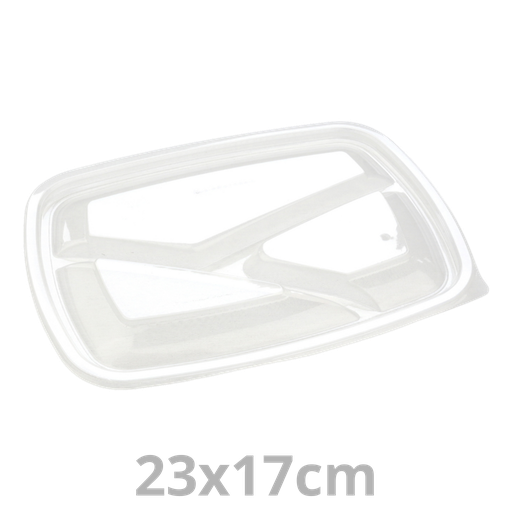 [HOT52873-SAT] Couvercle PP pour FastPac barquette rectangulaire 3 compartiments 23x17cm 4x75pcs 