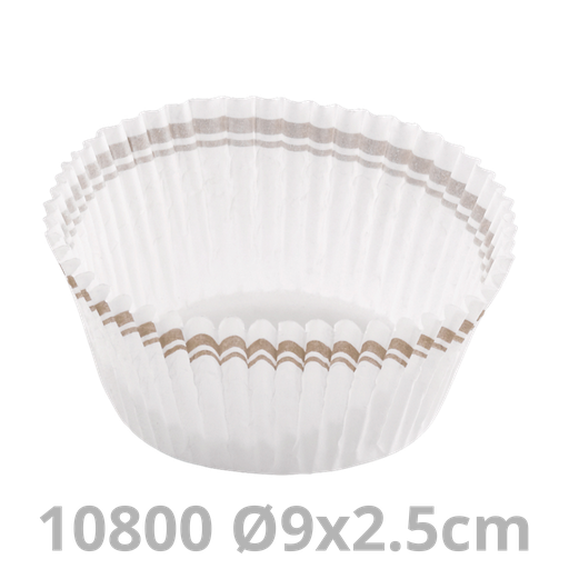 [CUV02.10800-SAT] Caissette pâtissière rond blanc/bande or Ø9x2.5cm 10x1000pcs