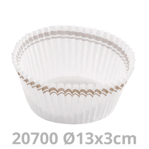 [CUV02.20700-SAT] Caissette pâtissière rond blanc/bande or Ø13x3cm 10x1000pcs