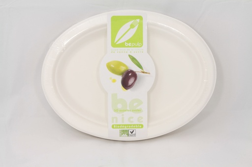 [PUL2003N-SAT] Assiette ovale blanc BEPULP 19x26cm 8x50pcs